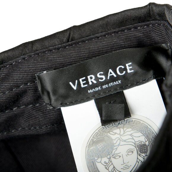 Versace Logo Print Black Baseball Cap Hat size 58 main image 4